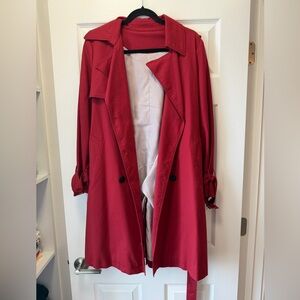 Women’s Red Trench Coat - Classic Long Jacket